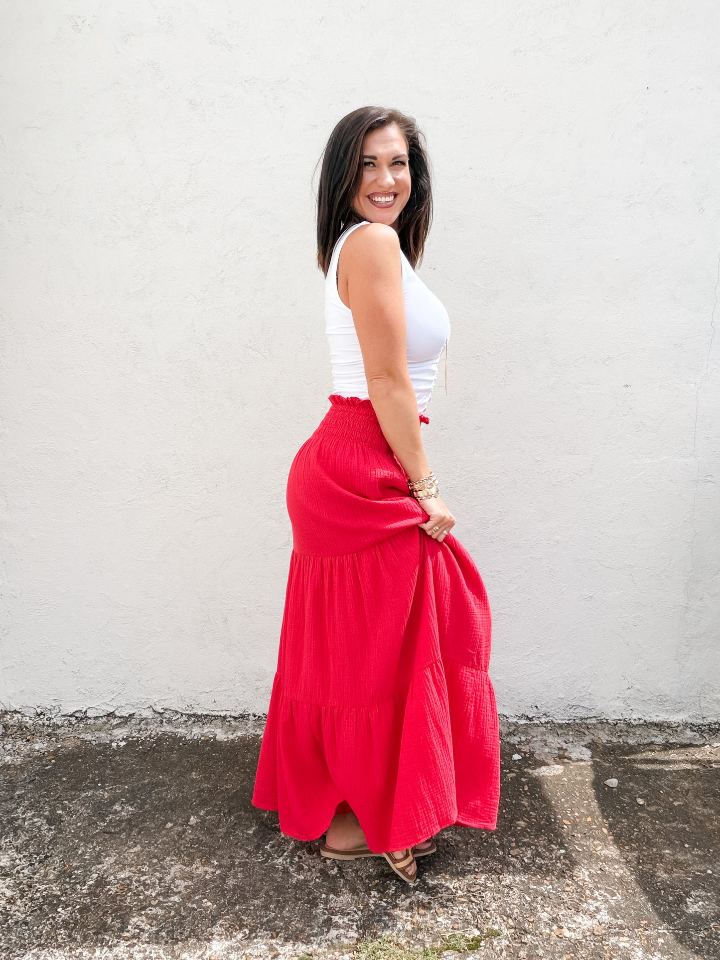 July Red Maxi Skirt