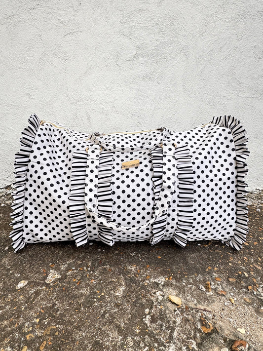 Ruffled Nylon Weekender Polka
