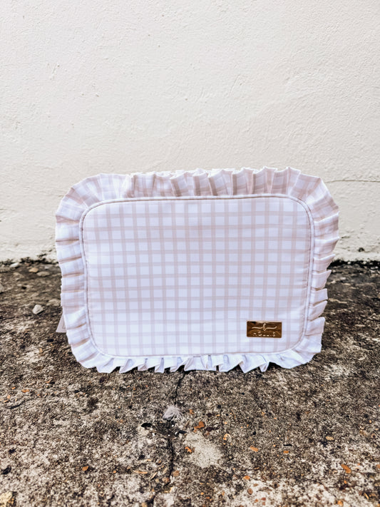 Ruffled Nylon XL Pouch Nude Plaid