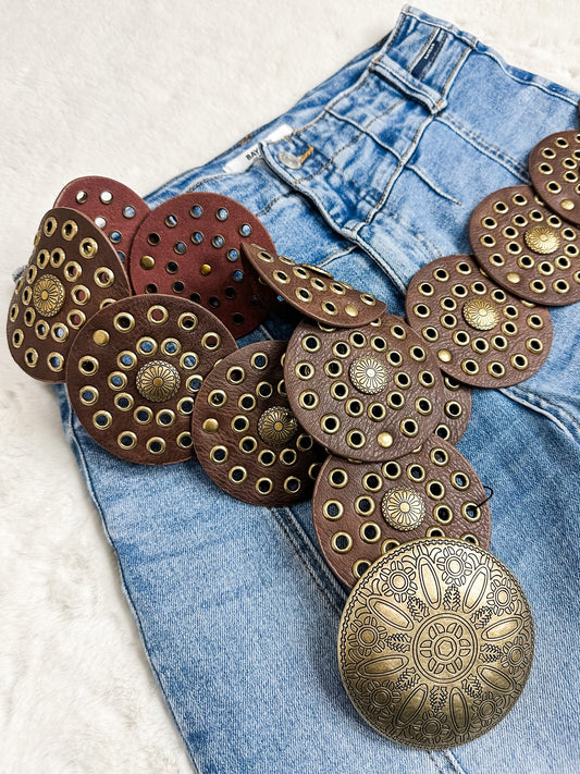 Concho Belt Brown/Brass