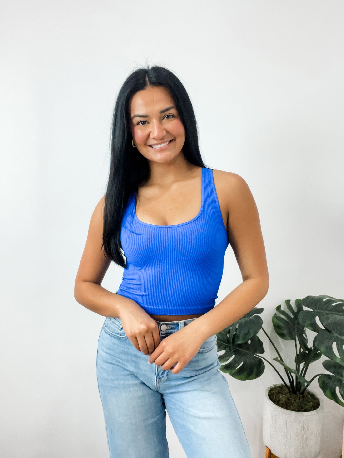 Aria Reversible Ribbed CropTop Royal Blue