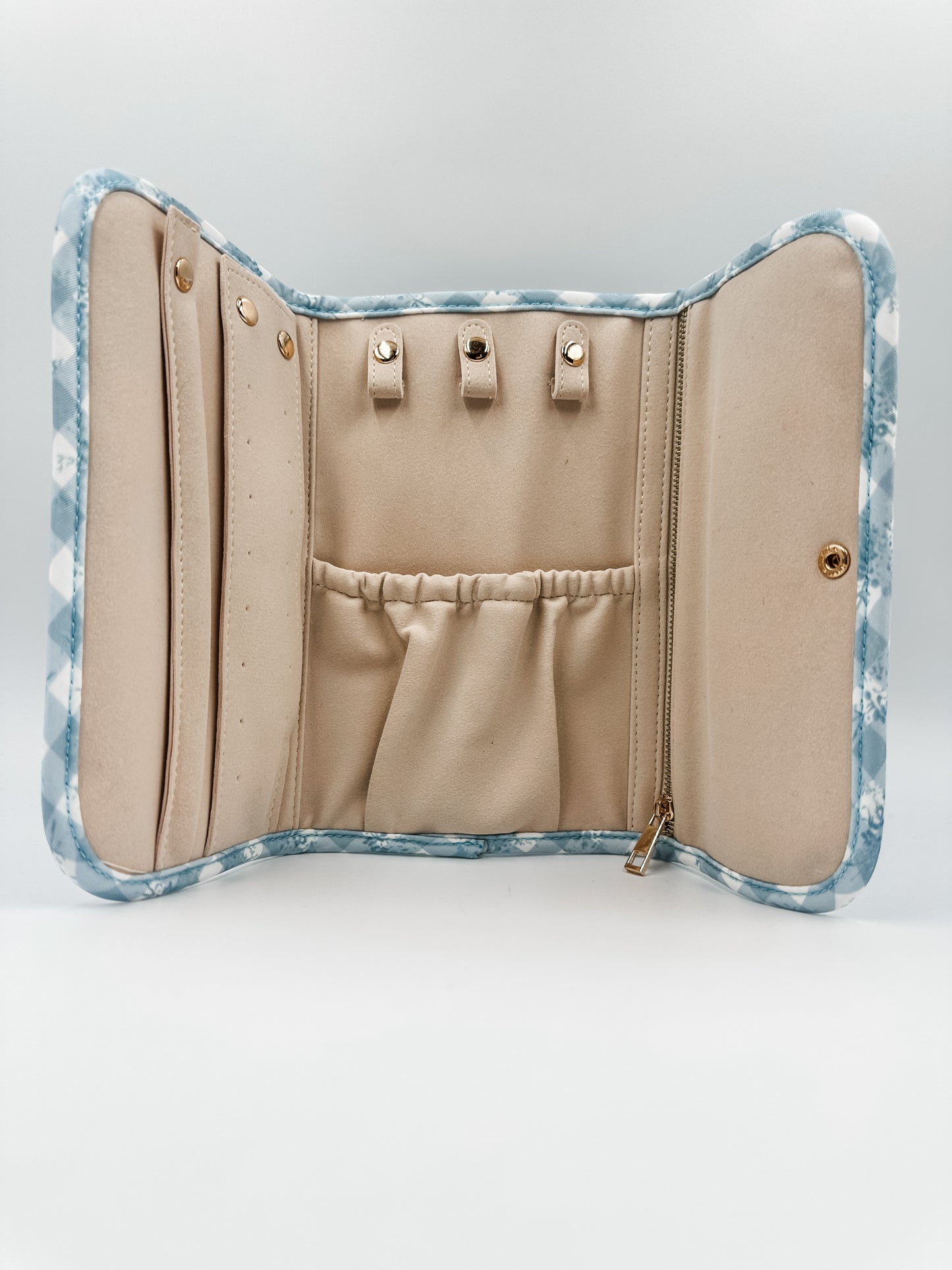 Fold Up Jewelry Organizer Ruffled Blue