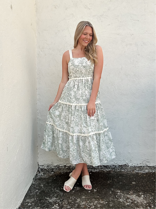 Olive Floral Dress