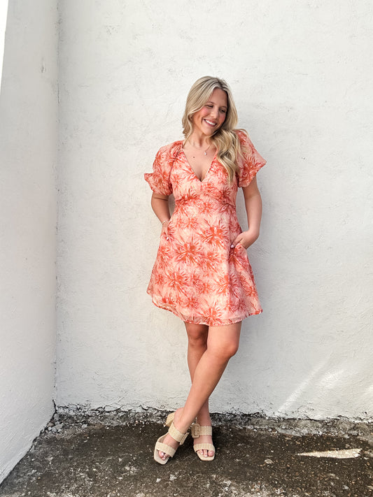 Coral Azalea Mini Dress