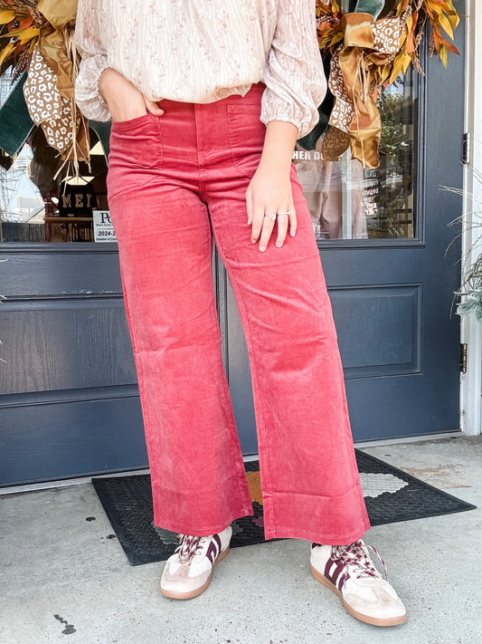 Cozy Chic Corduroy Pants Ruby