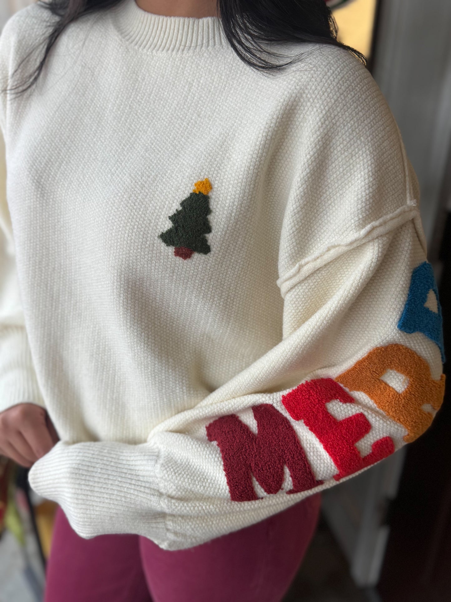 Merry Christmas to Me Sweater Cream