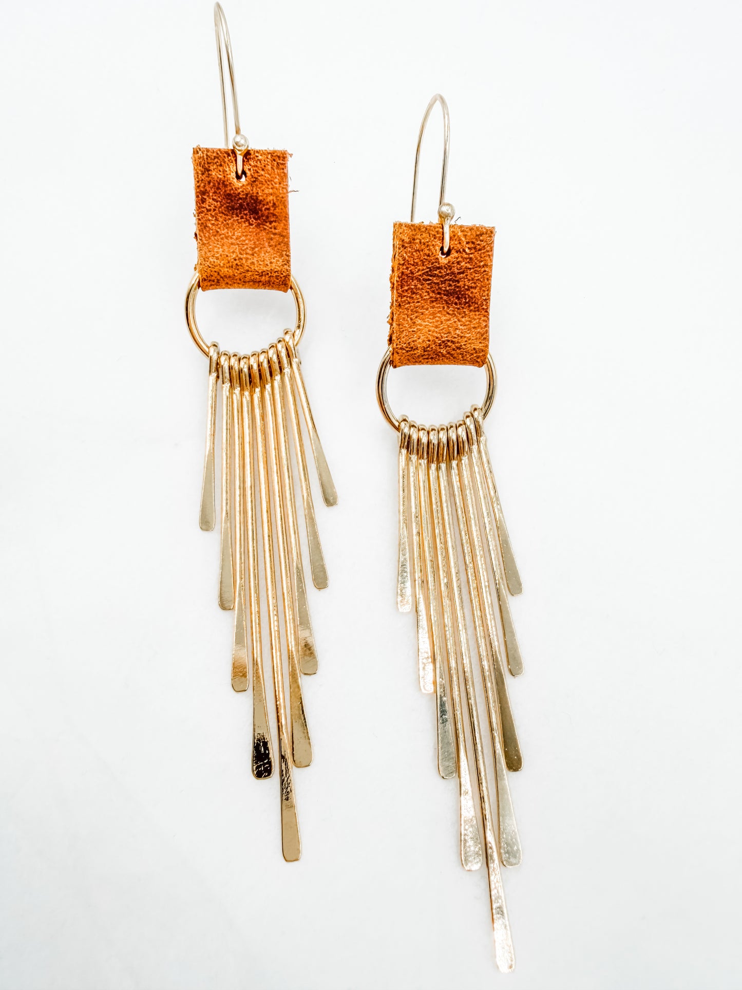 Coco Brass/Leather Fringe Earrings