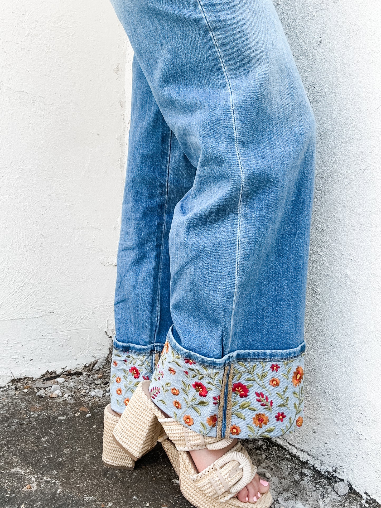 Marissa Floral Cuff Jeans