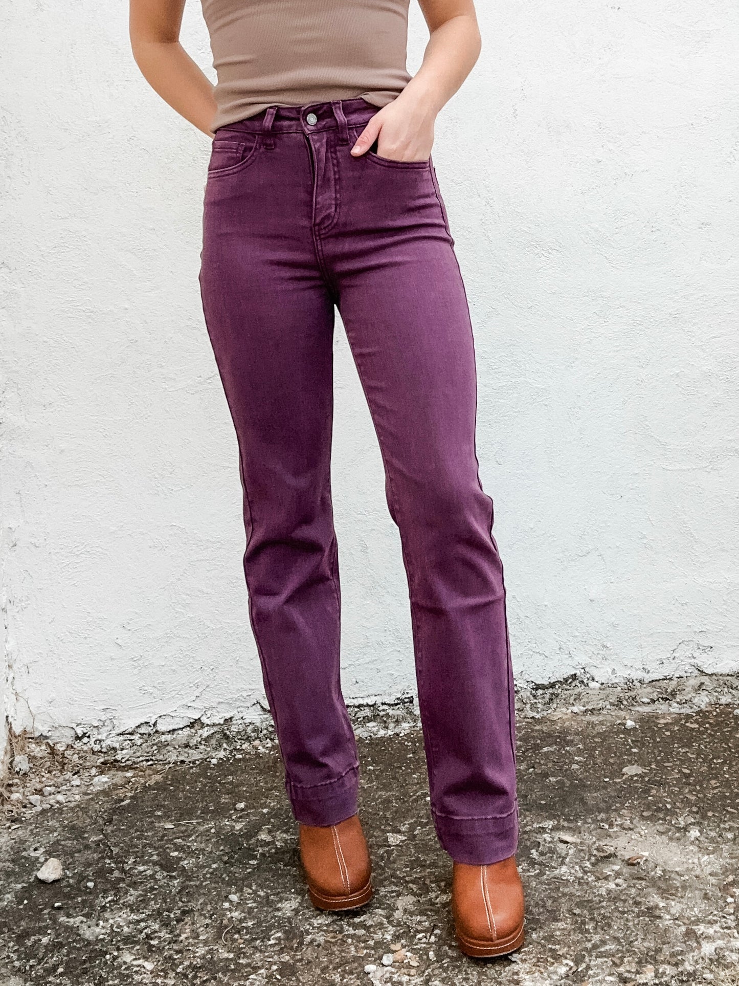 Samantha High Rise Bootcut Plum