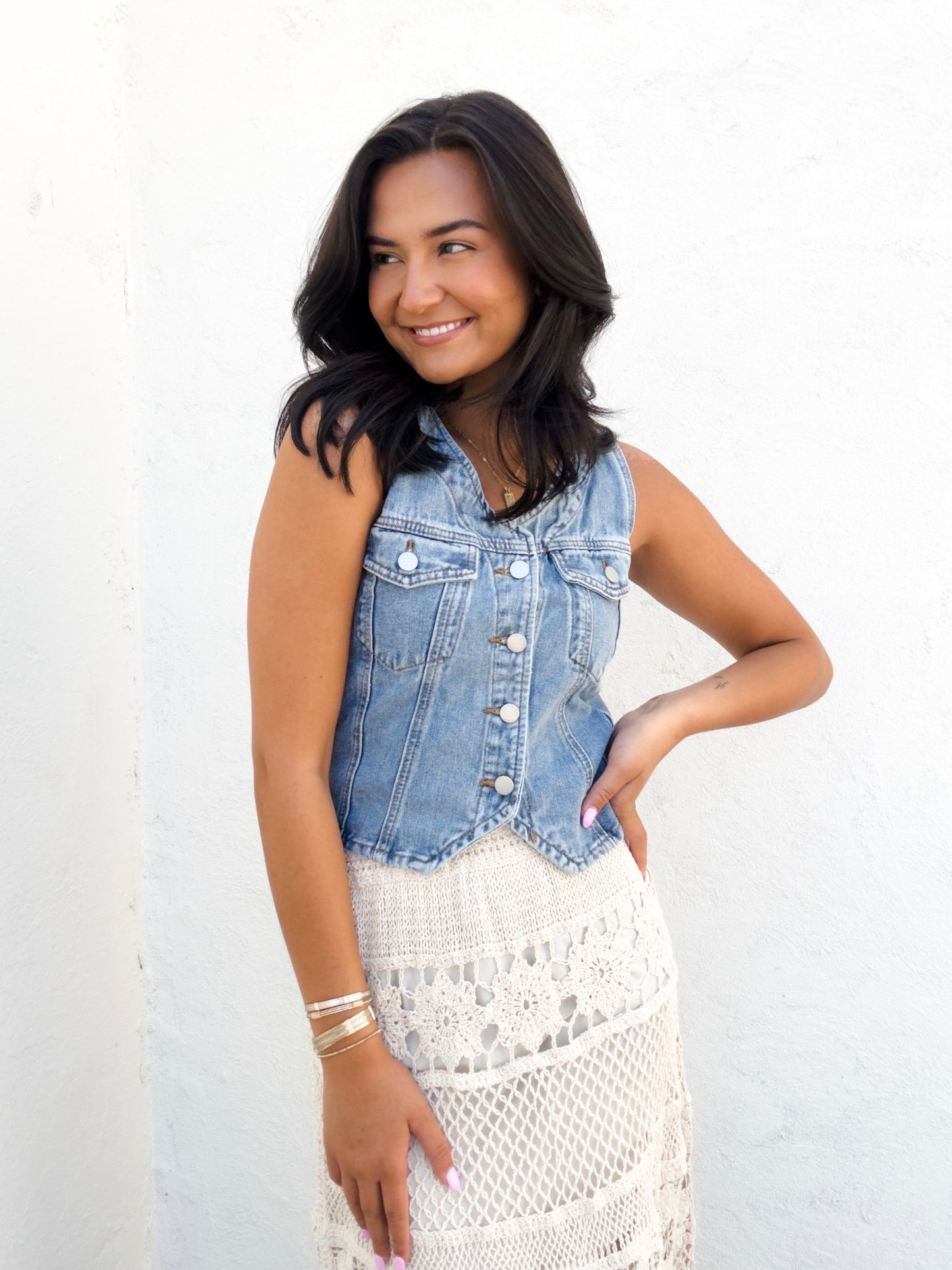 Denim Vest in Medium Wash