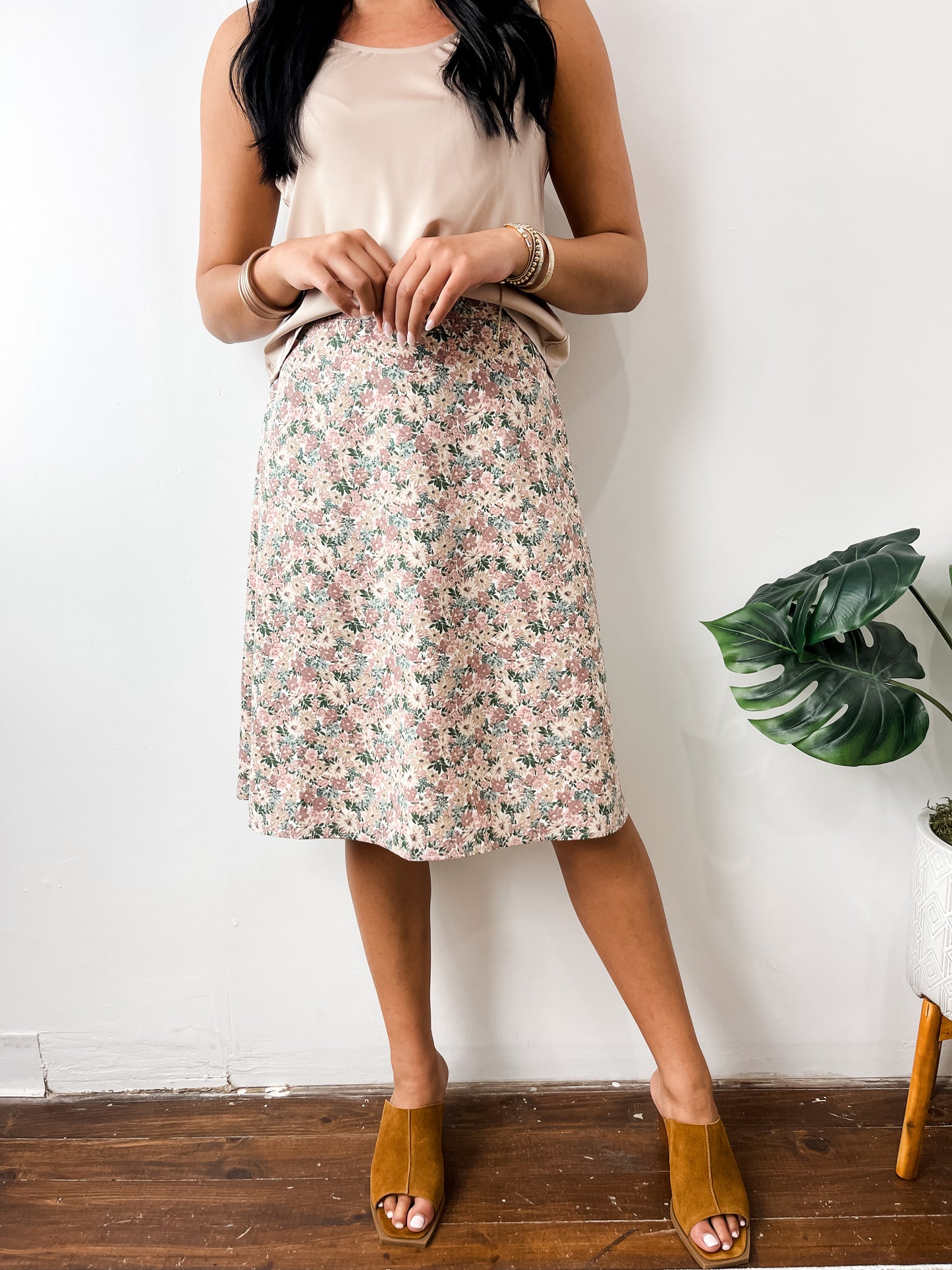 Dusty Pink Midi Slip Skirt