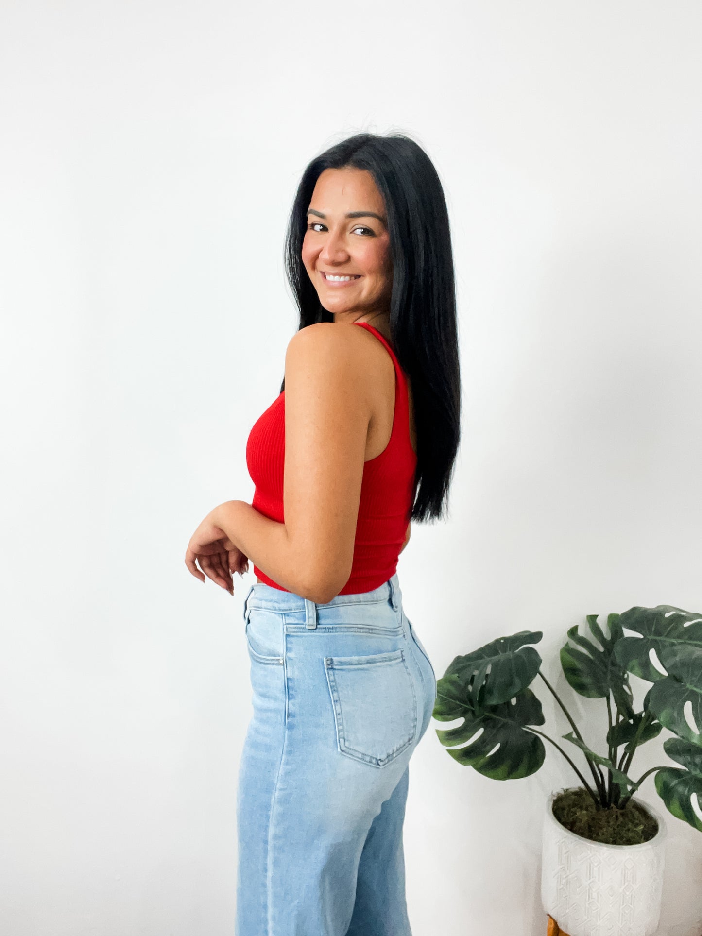 Aria Reversible Ribbed CropTop Red