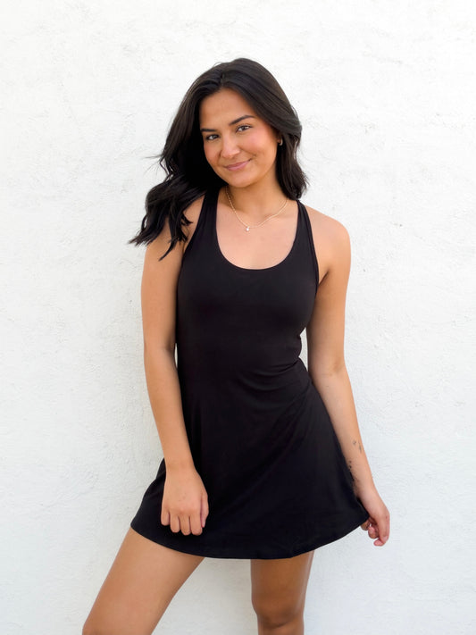 Tennis Romper Dress Black