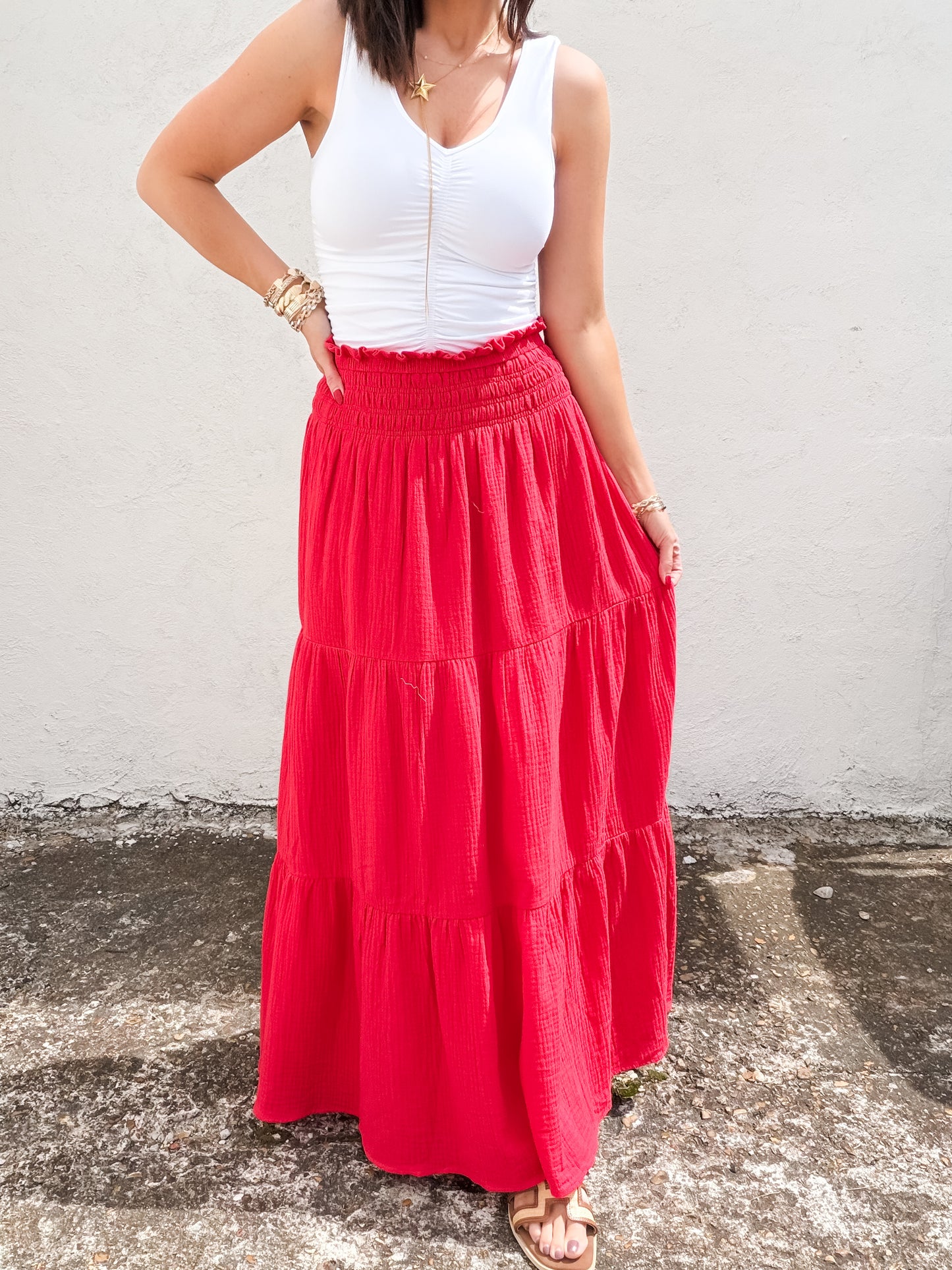 July Red Maxi Skirt