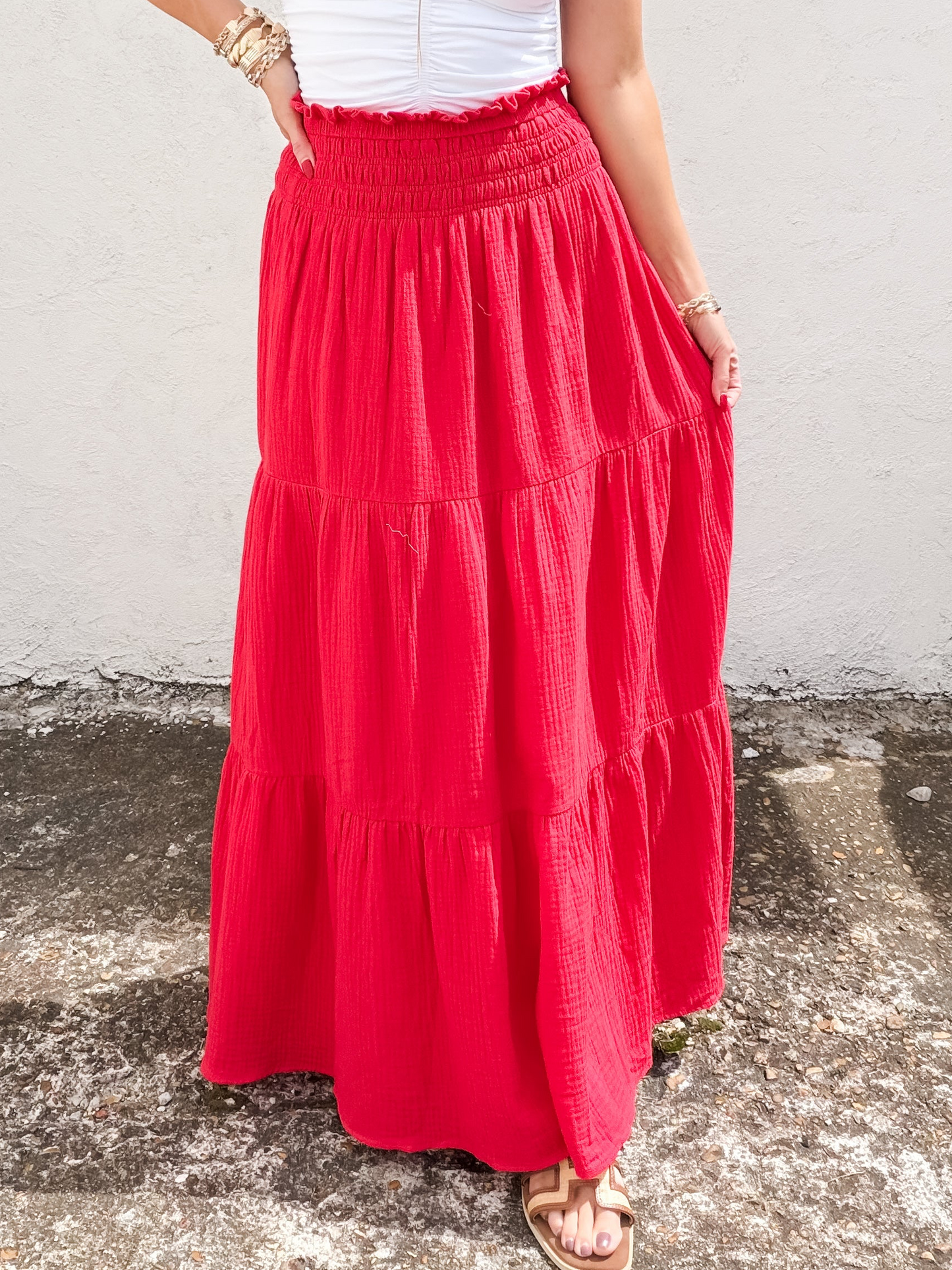 July Red Maxi Skirt