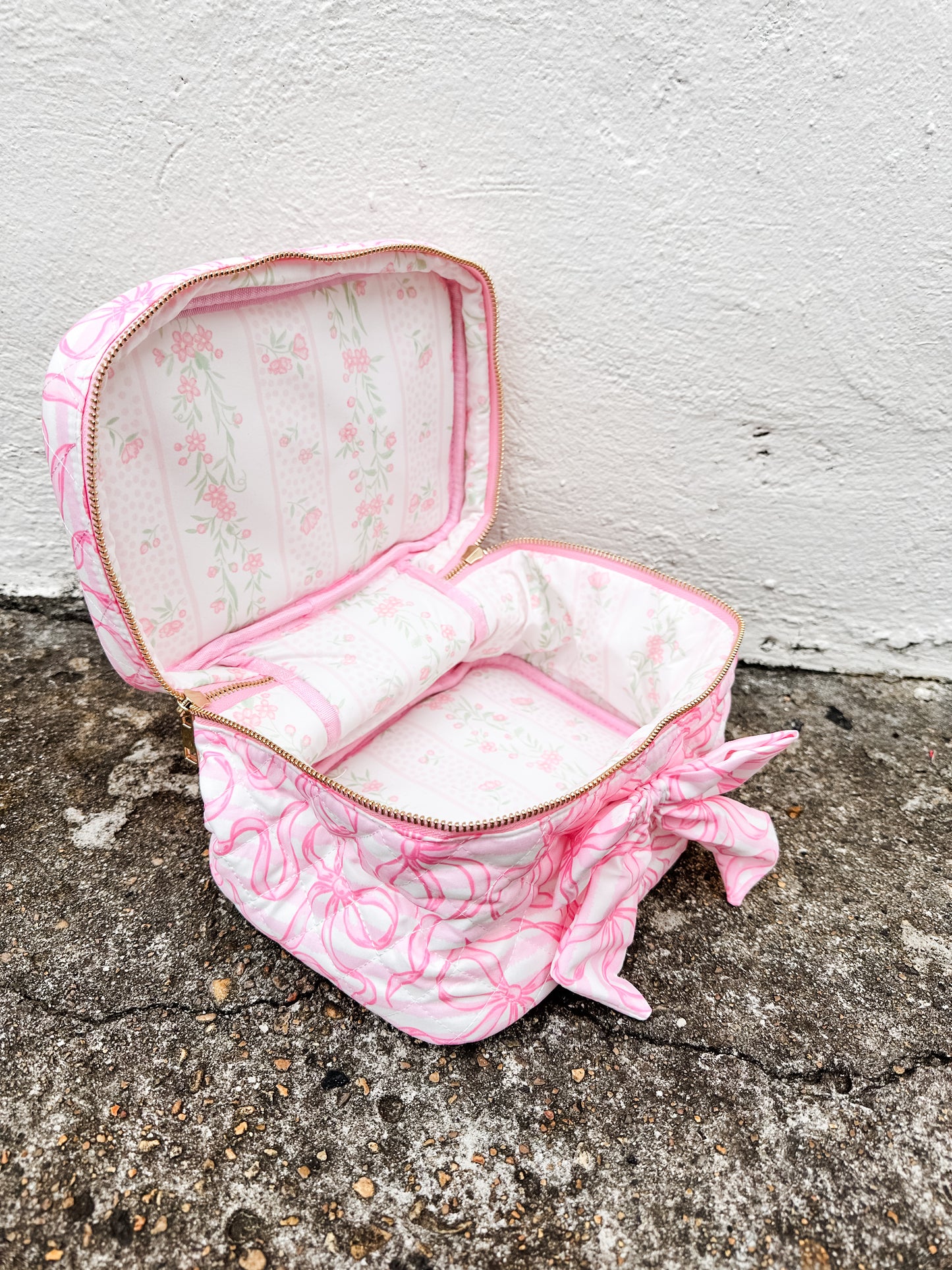 Quilted Train Case Pink