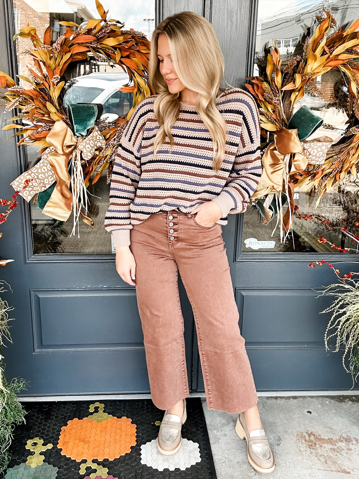 Kara High Rise Wide Leg Jean Cappuccino