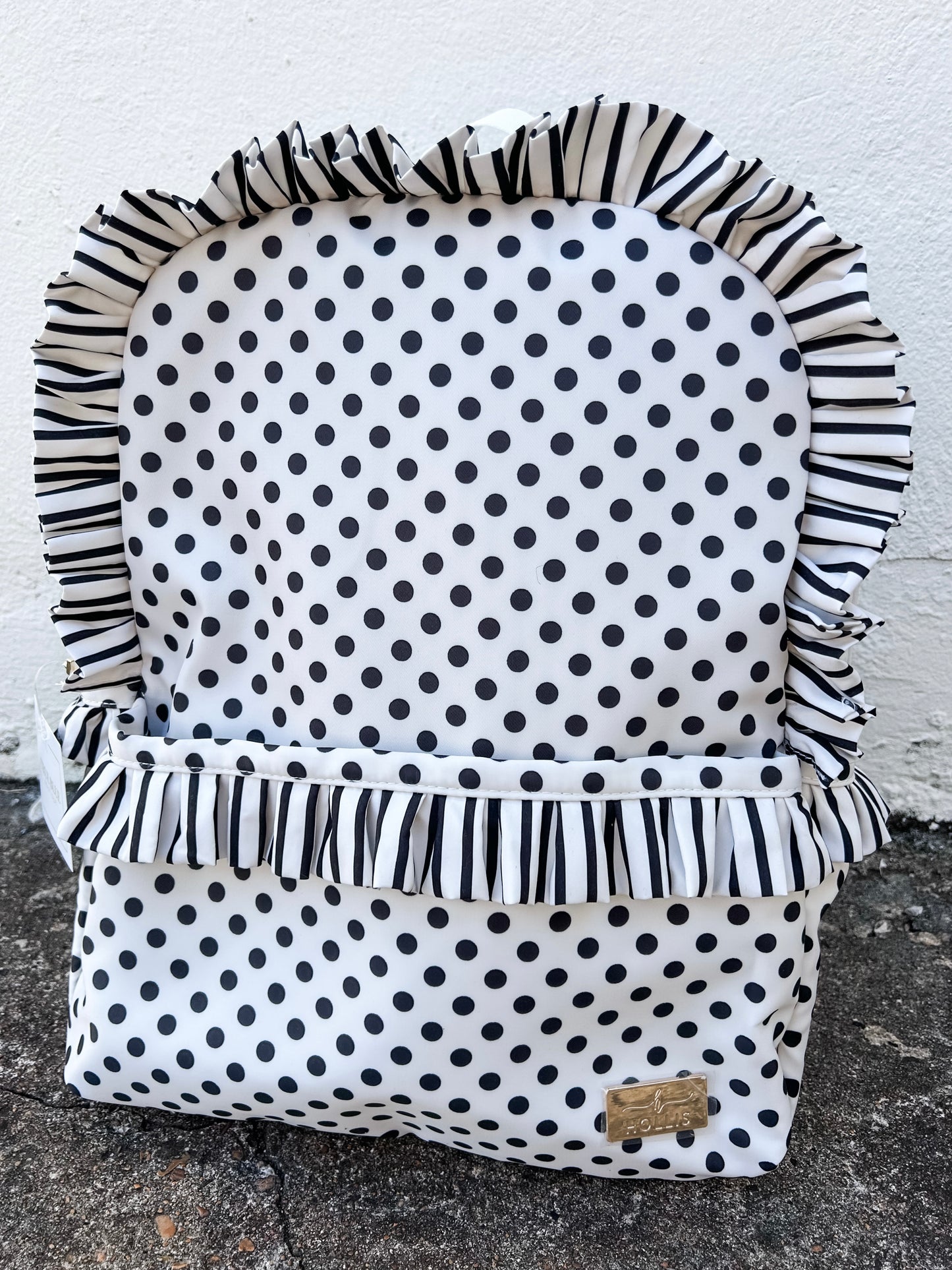 Ruffled Nylon Backpack Polka