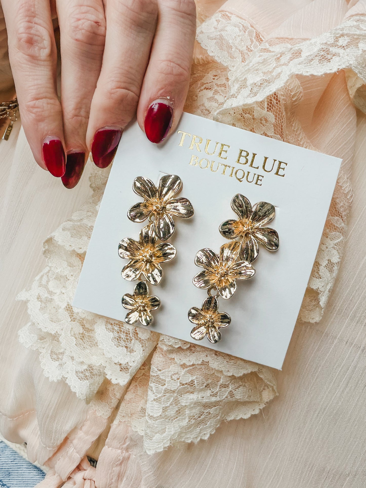 Vintage Flower Drop Earrings
