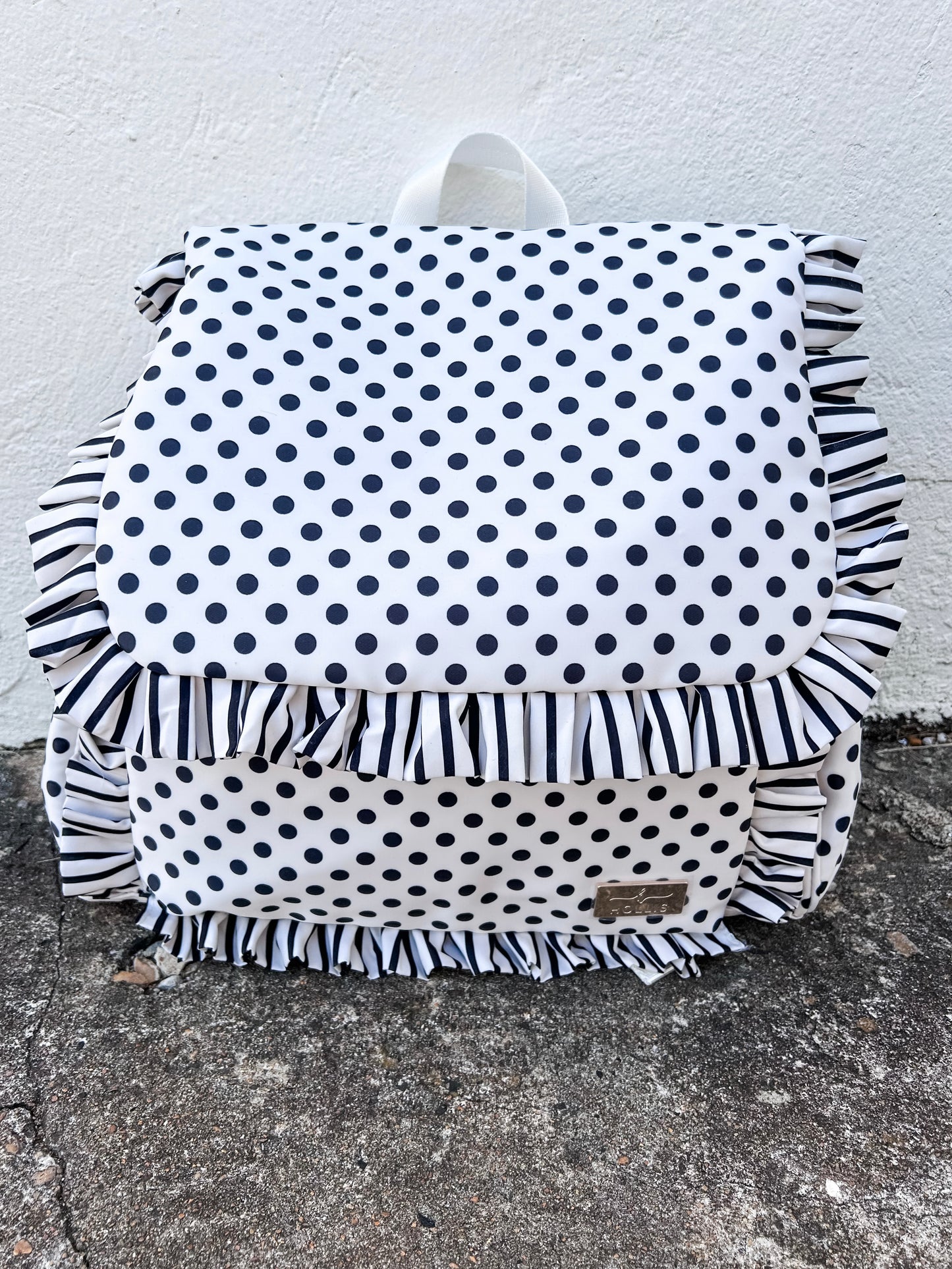Ruffled Nylon Diaper Bag Polka