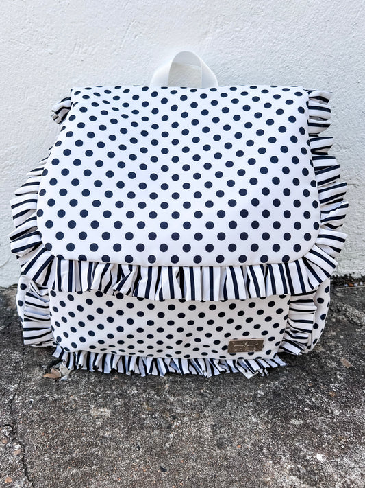 Ruffled Nylon Diaper Bag Polka