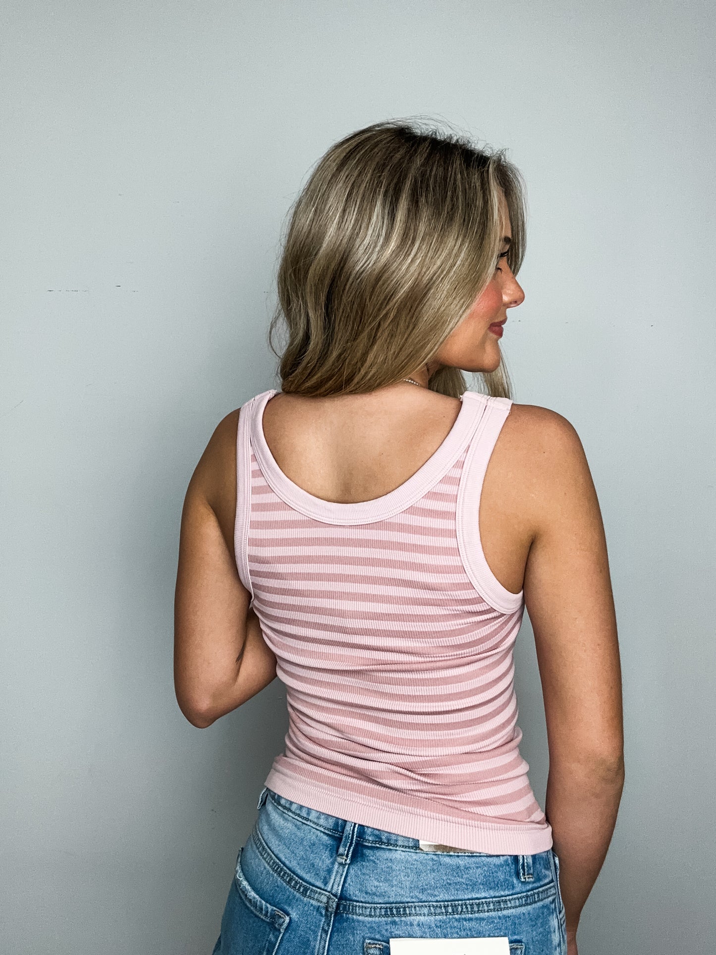 Wrapped in Stripes Tank Blush