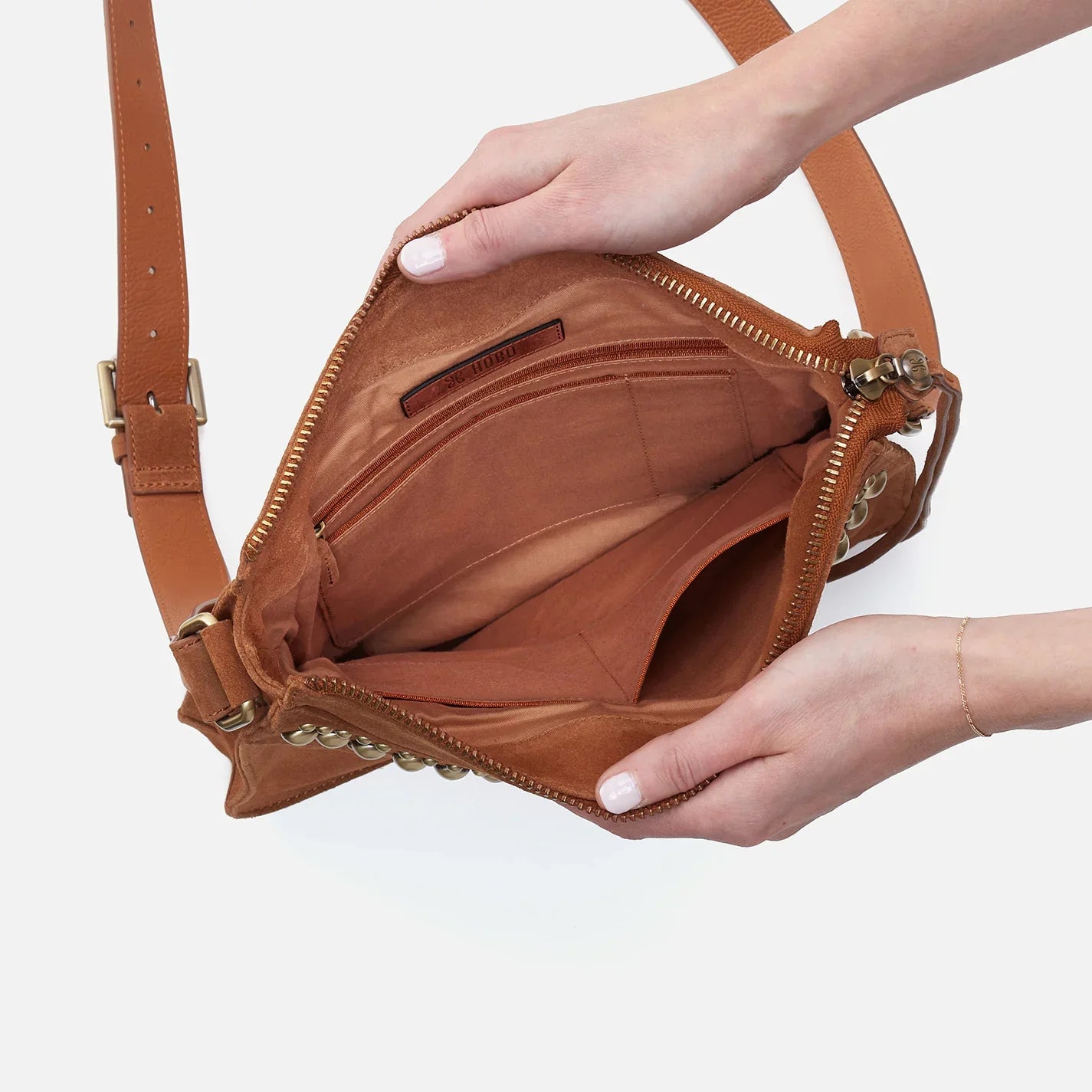 Mystic Large Crossbody Caramel Suede