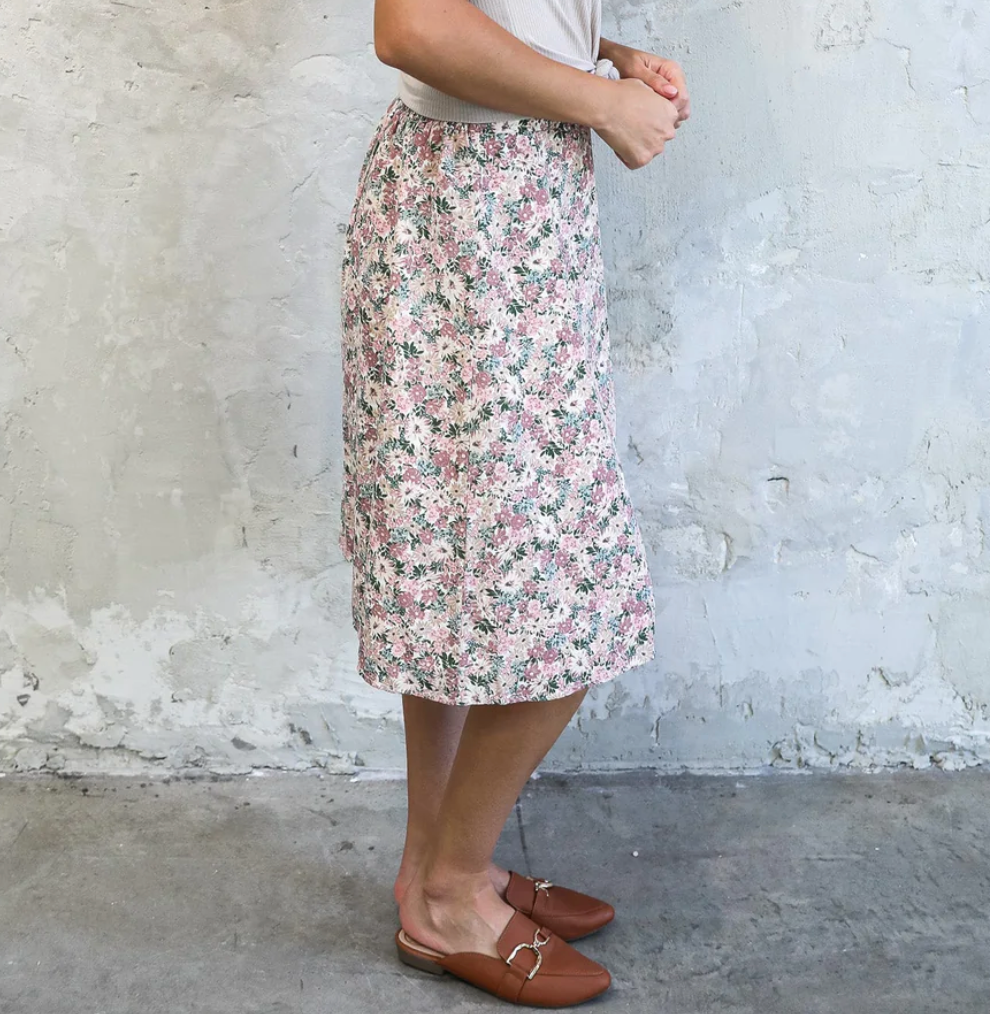 Dusty Pink Midi Slip Skirt