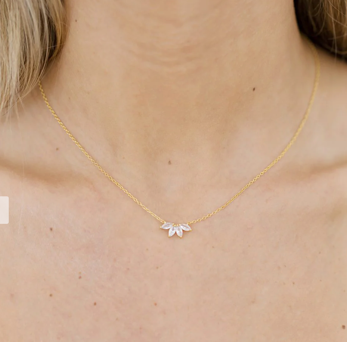 Gold Crystal Flower Necklace