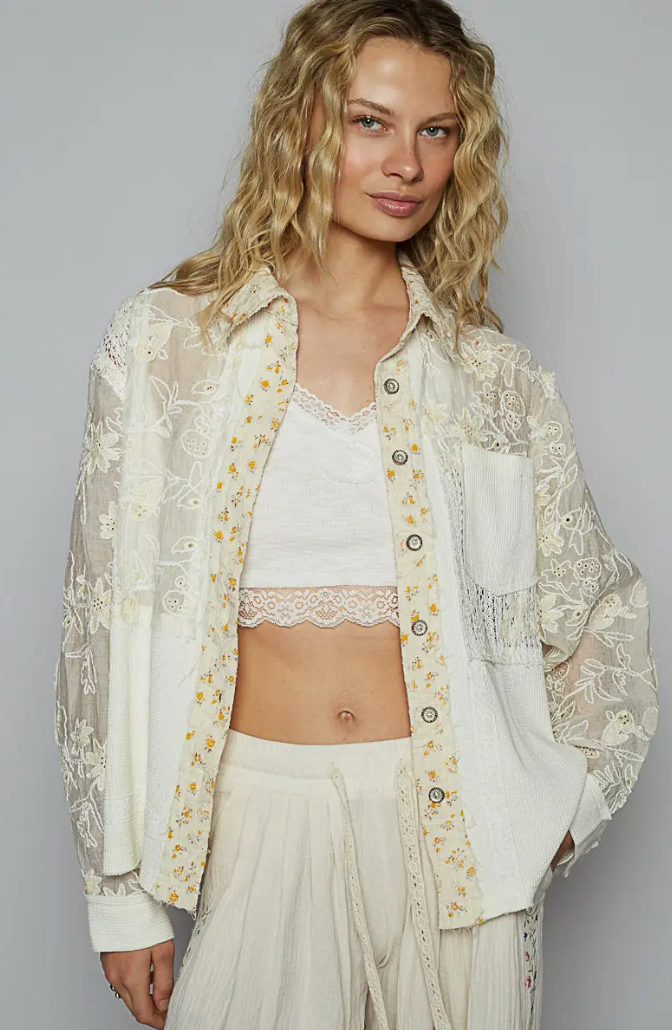 Floral Placket Jacket