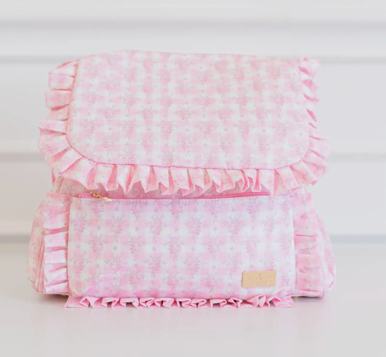 Ruffled Nylon Diaper Bag Pink Floral