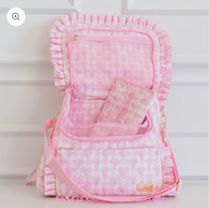 Ruffled Nylon Diaper Bag Blue Floral