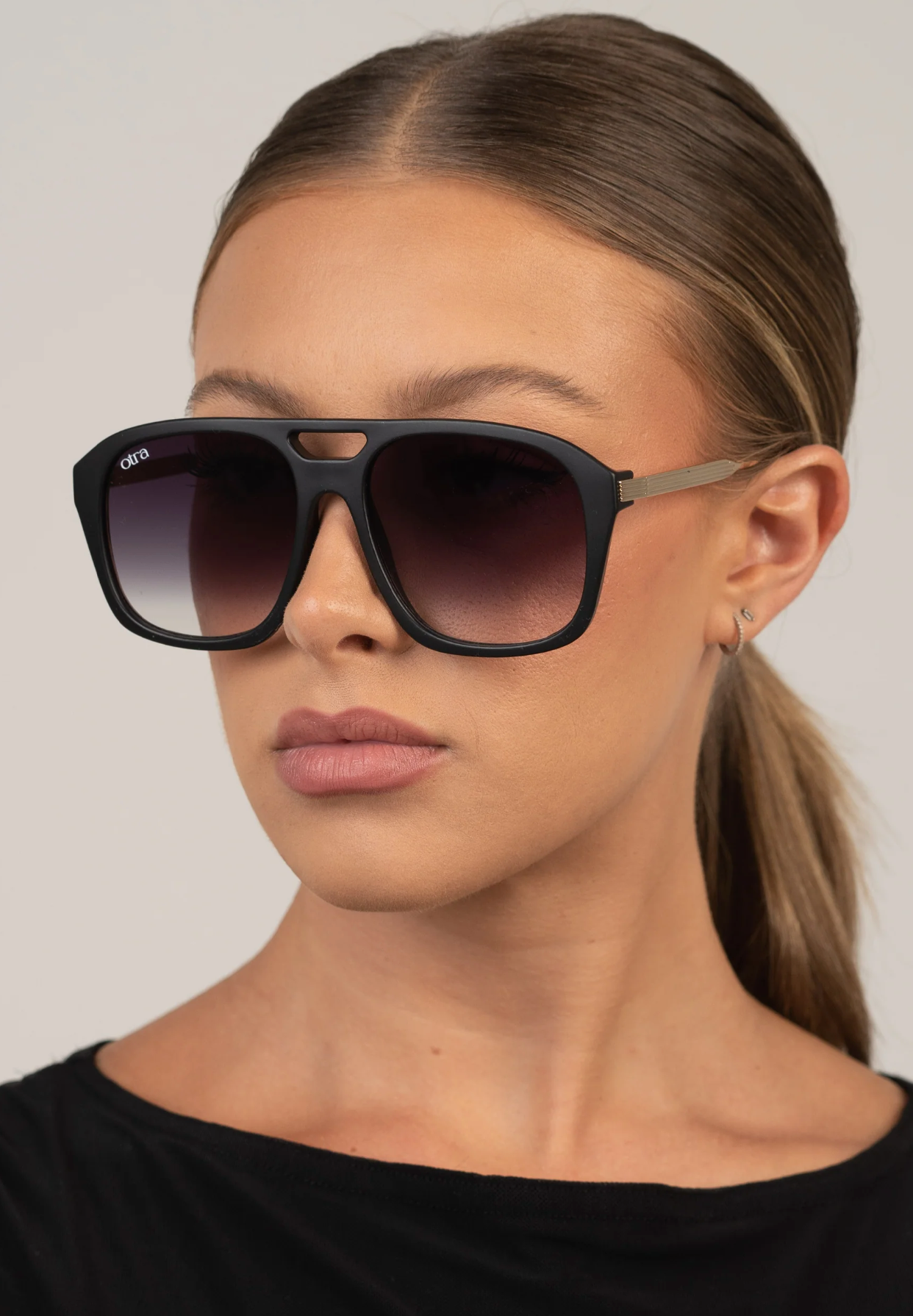 Reina Matte Black Sunglasses