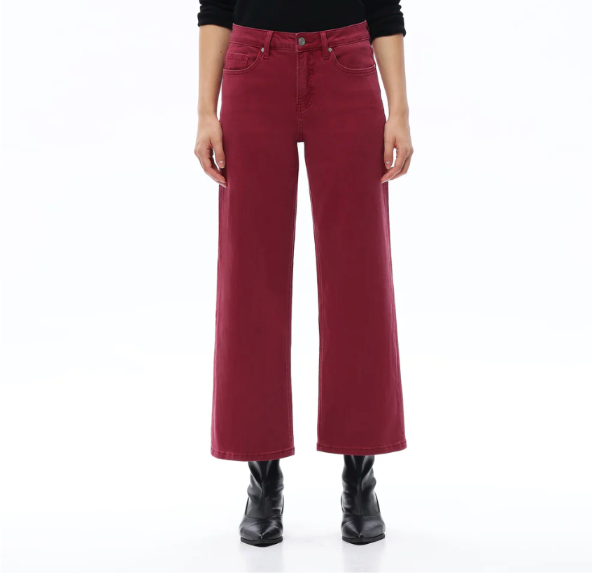Bella Mid Rise Straight Jeans Wine