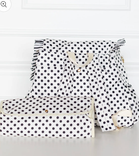 Ruffled Nylon Diaper Bag Polka