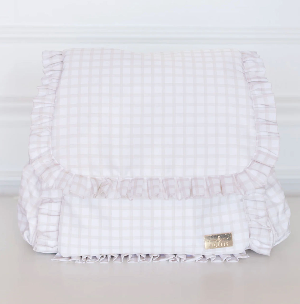 Ruffled Nylon Diaper Bag Nude Plaid