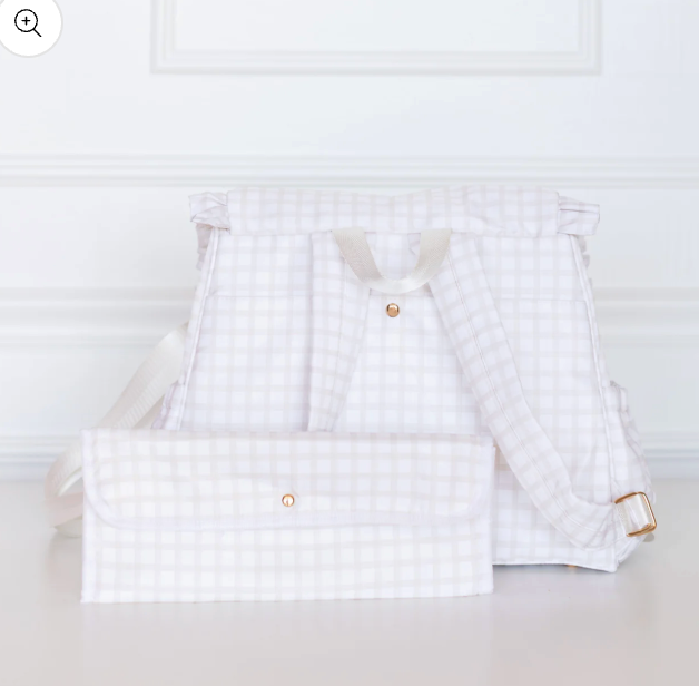 Ruffled Nylon Diaper Bag Nude Plaid