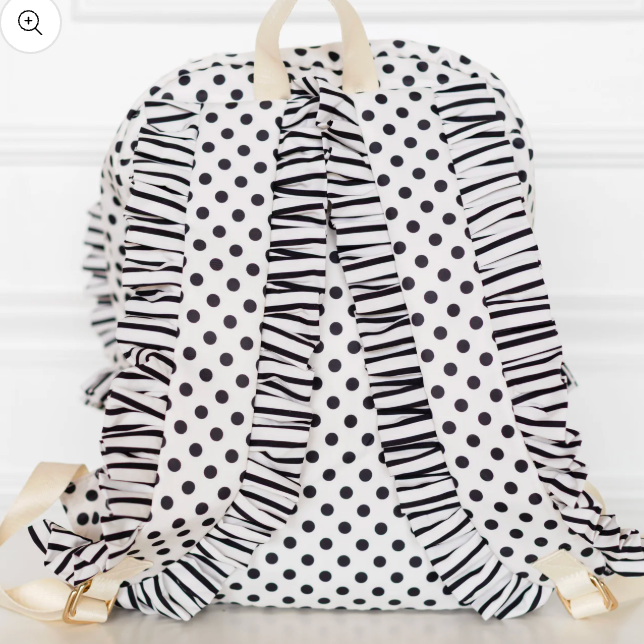 Ruffled Nylon Backpack Polka