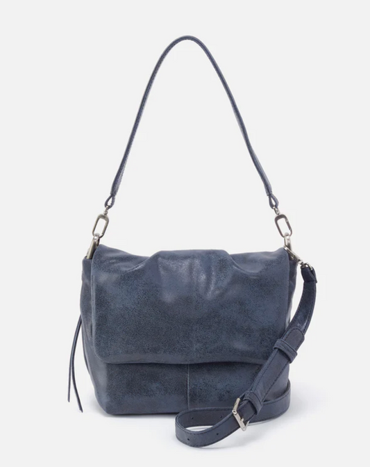 Harley Convertible Shoulder Bag in Buffed Leather Indigo Sky