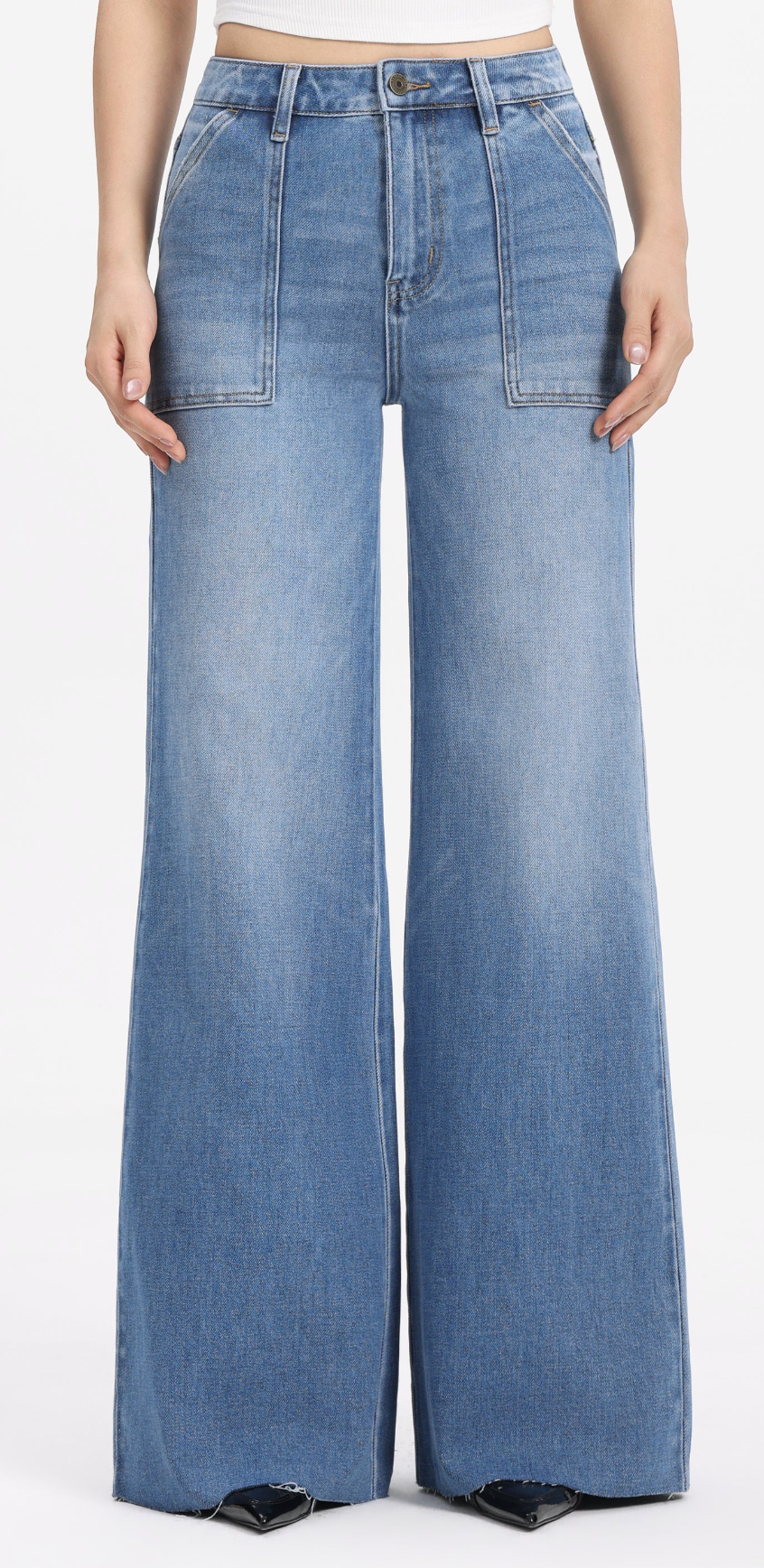 New York High Rise Wide Leg Jeans