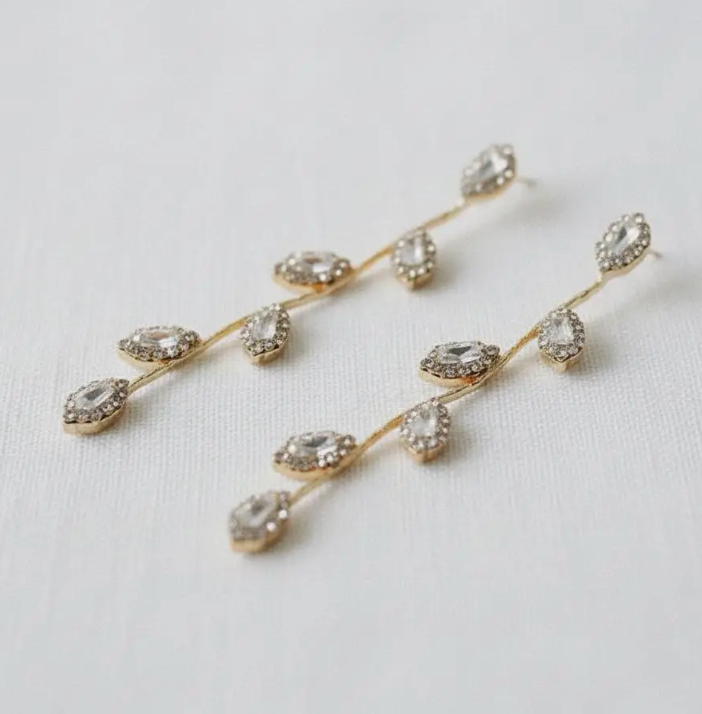 Elegant Long Leaf Dangle Earrings