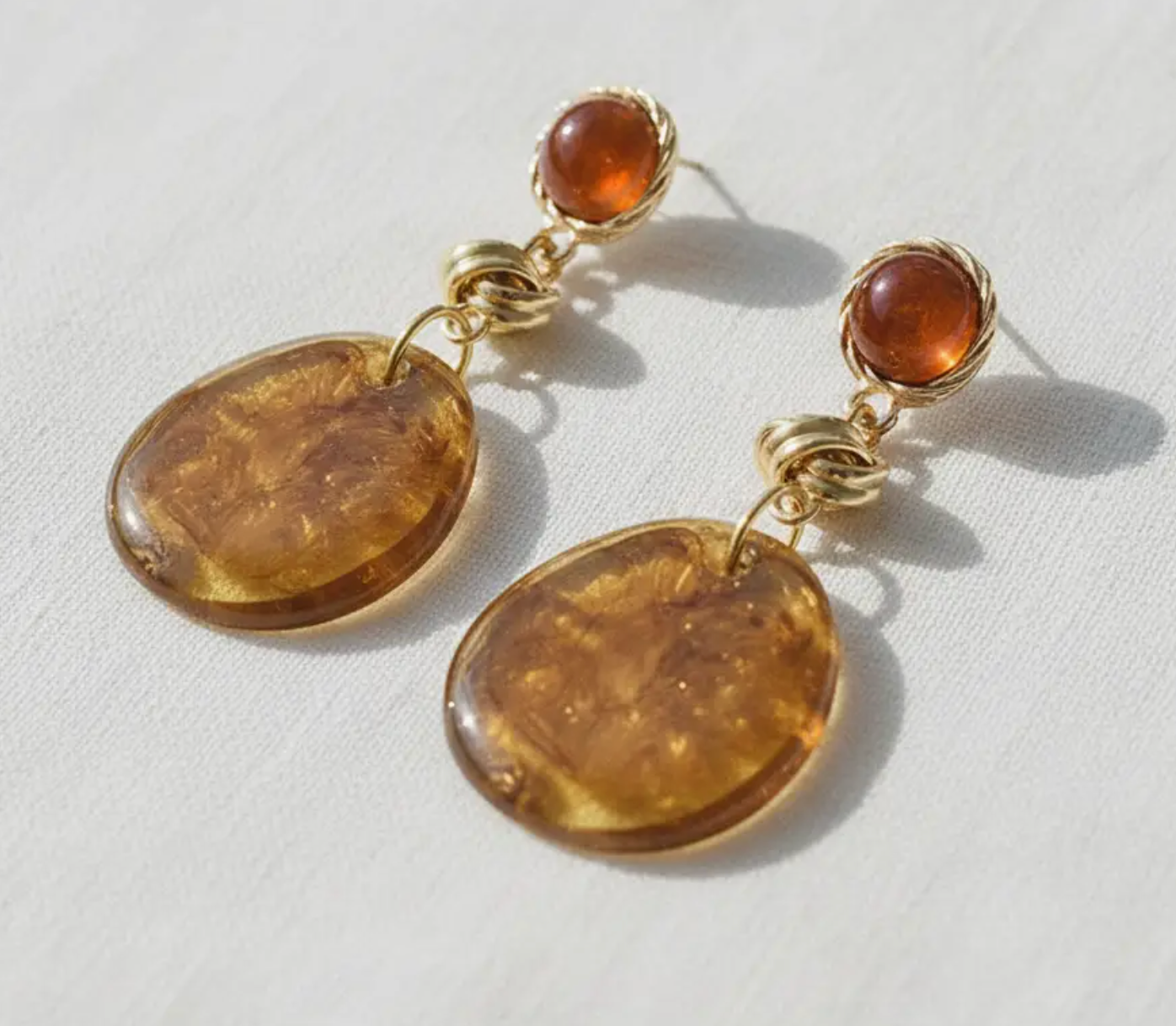 Amber Marbled Stud Earrings