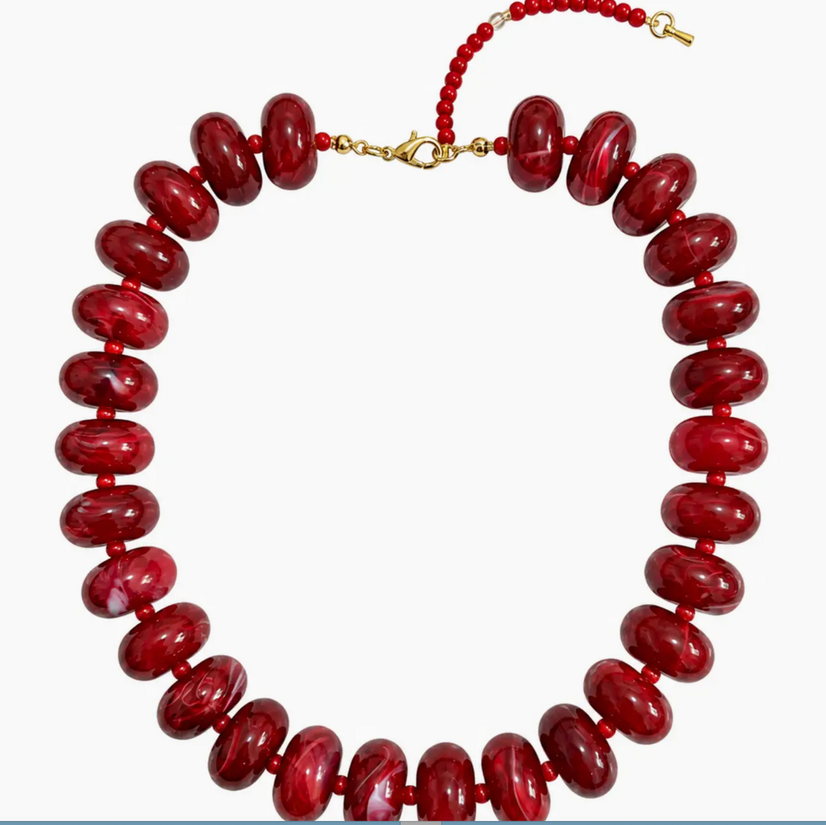 Deep Red Beaded Necklace