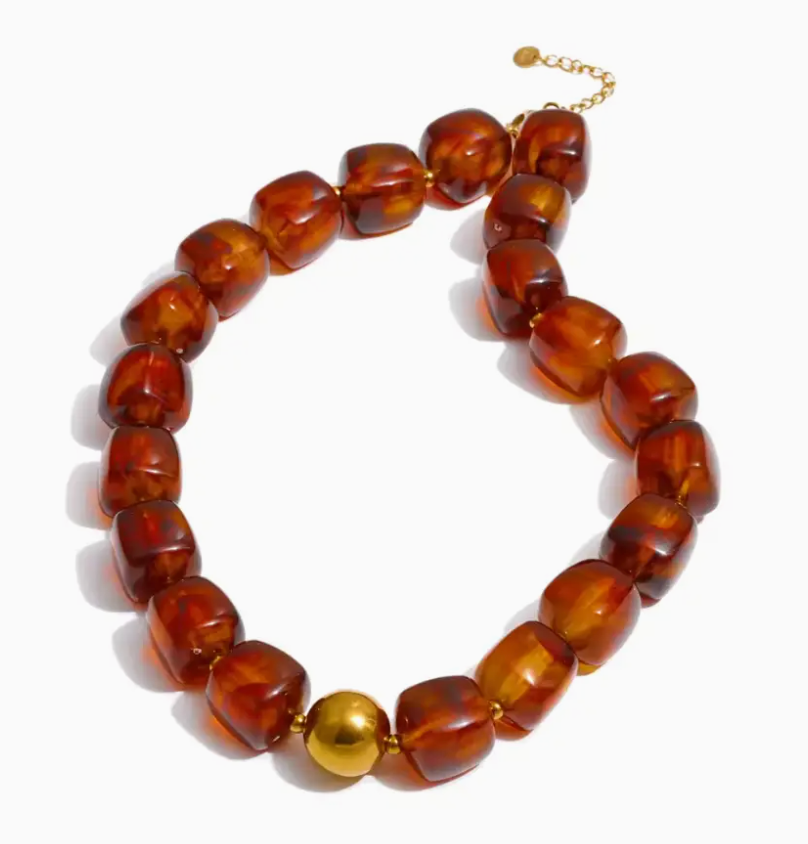 Brown Chunky Beaded Necklace
