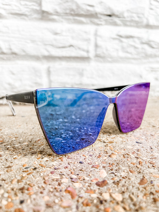 GoldieMatte Black Purple Mirror Sunglasses