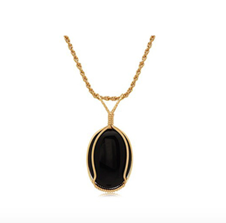Cab Semi-Precious Black Onyx Necklace
