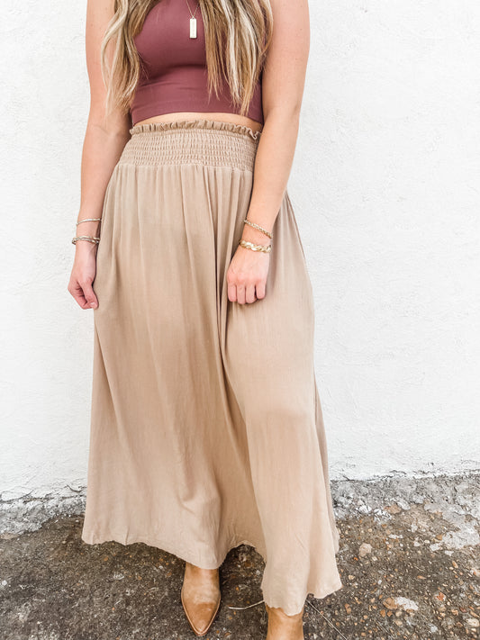 Day To Night Taupe Skirt