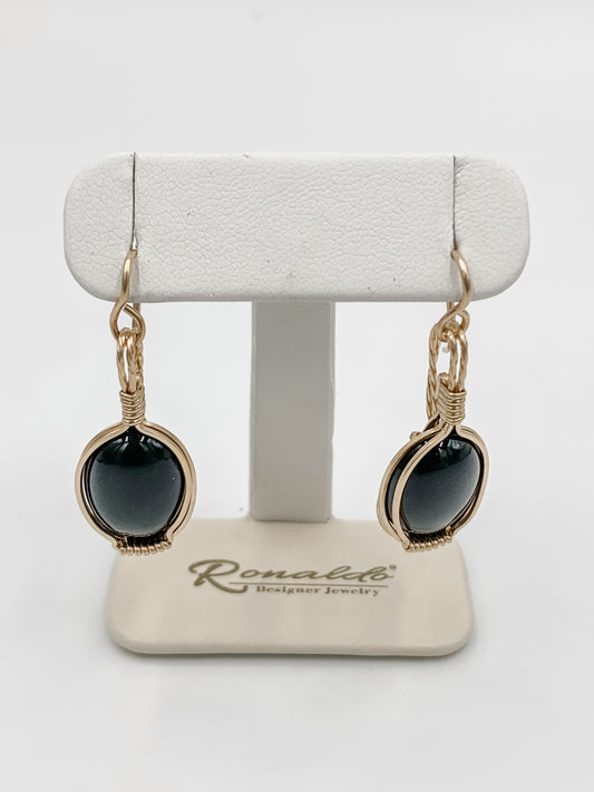 Cab Earrings Black Onyx