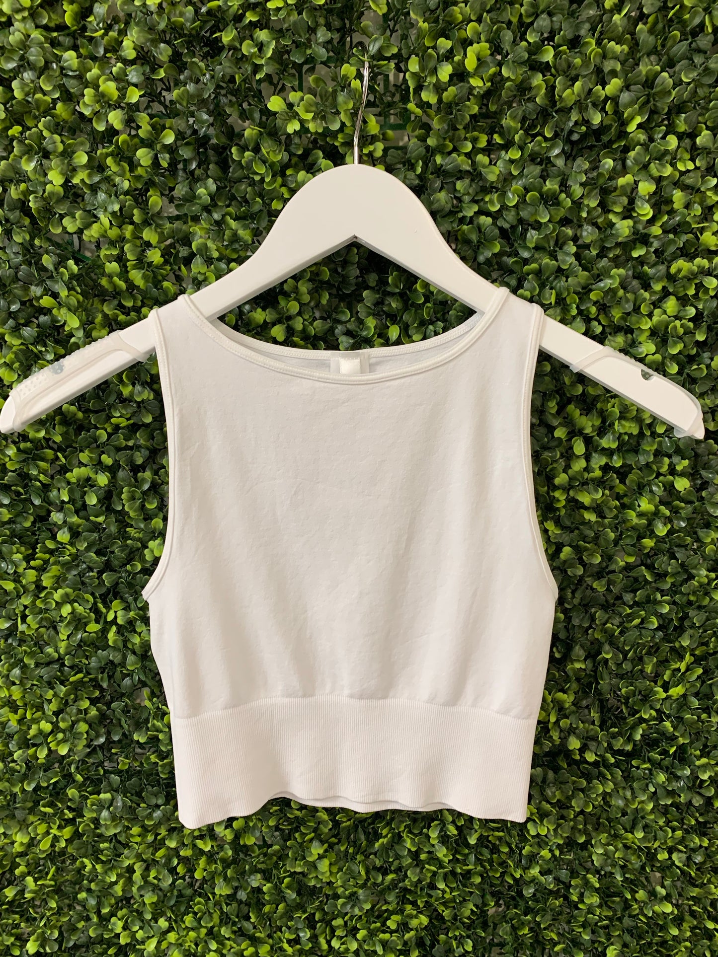 Solid High Neck Crop Top White
