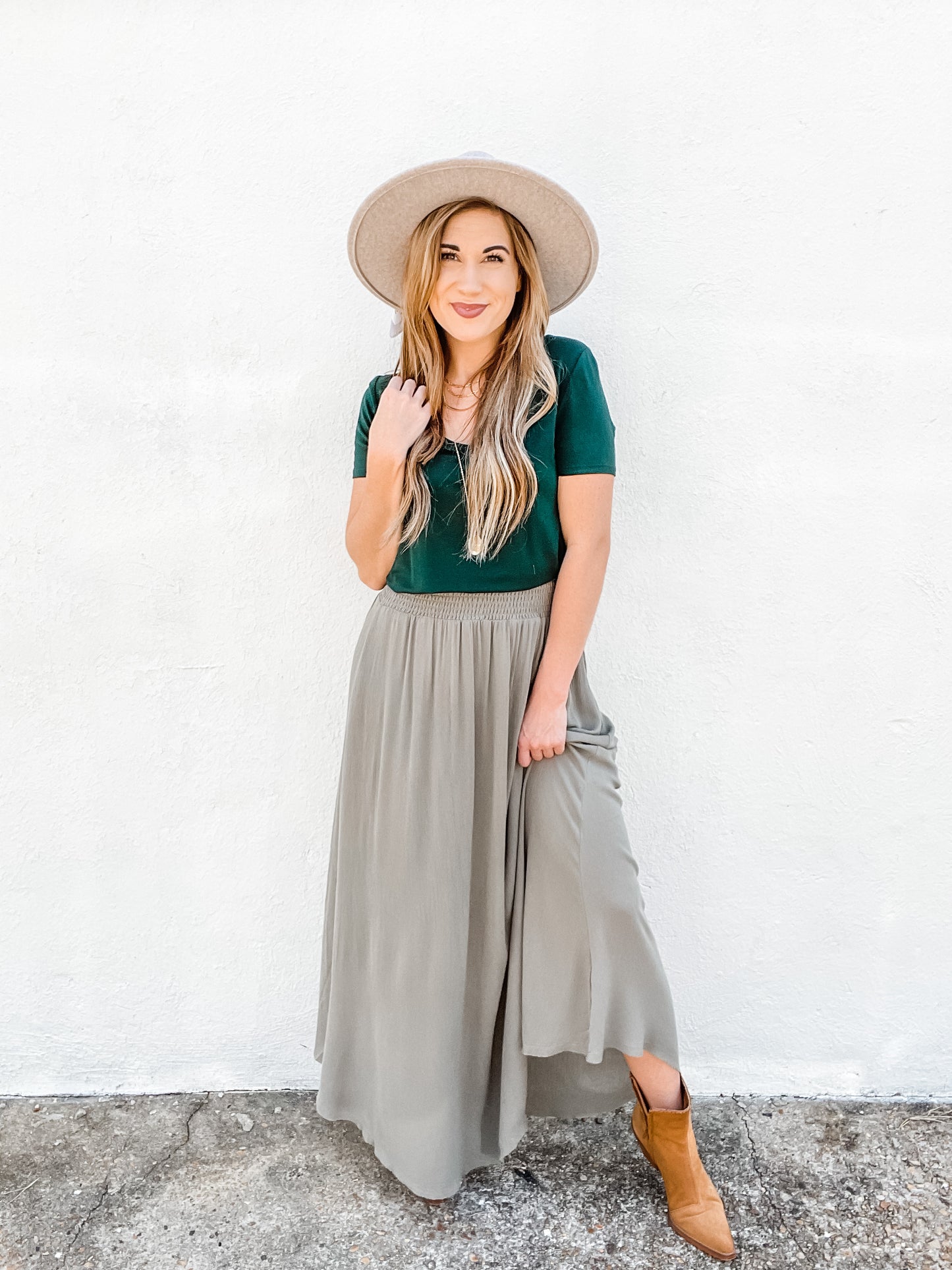 Day To Night Olive Skirt